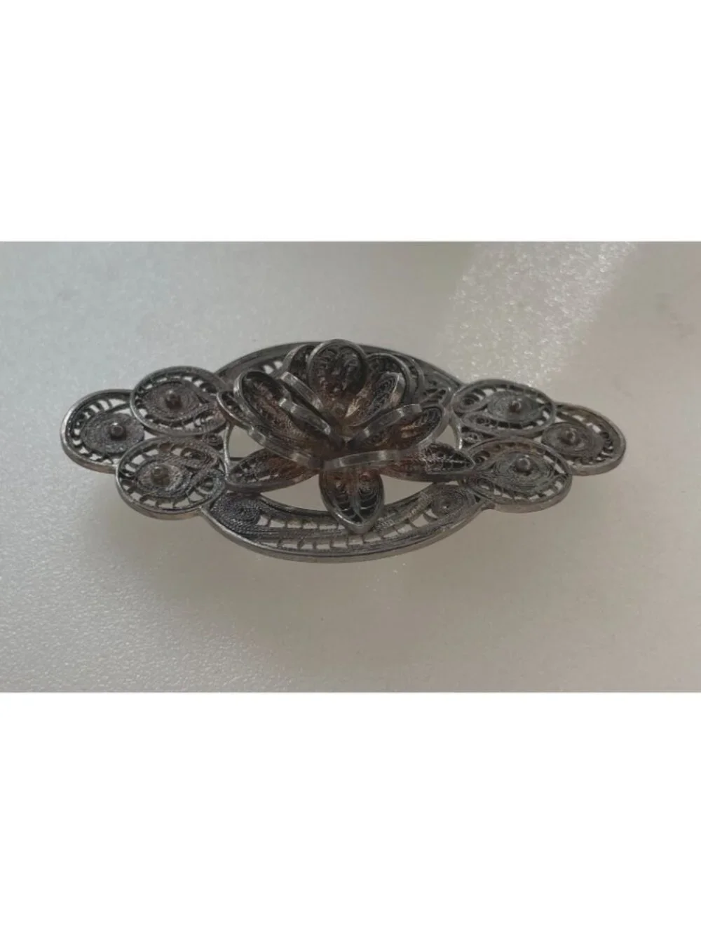 intage Sterling Silver Filigree 3D Layered Blooming Flower Statement Brooch